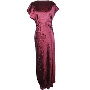 Lulus Captivating Presence Wine Red Satin Cowl Back Maxi Dress Size M